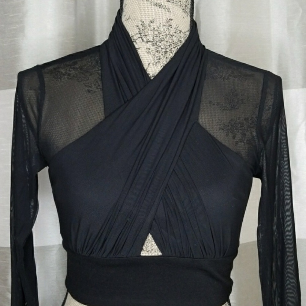 Hot black Bardot Crop Top size XS